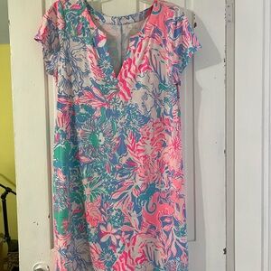 Floral V-Neck Dress - Pink, Blue, Green